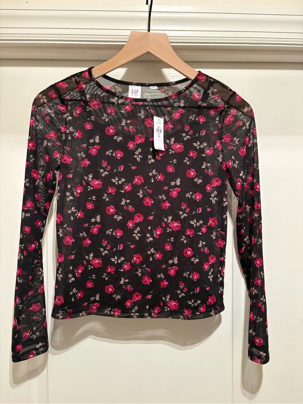 Girls Gap Kids floral mesh long-sleeve top size XL (12) NWT